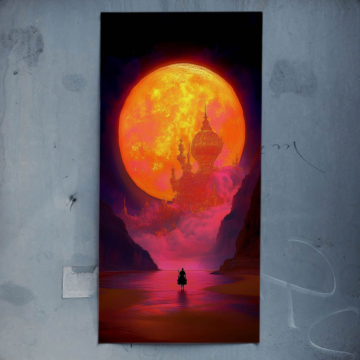 Paysage onirique de pleine lune - poster
