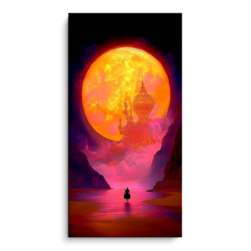Paysage onirique de pleine lune - tableau PVC mat