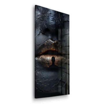 Black Gold Textured Lips Acrylic Glass Art