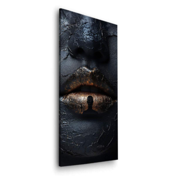 Black Gold Textured Lips Dibond Matt Art