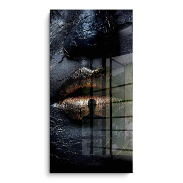 Schwarz-goldene texturierte Lippen - PVC-Bild glänzend