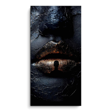 Schwarz-goldene texturierte Lippen - PVC-Bild matt
