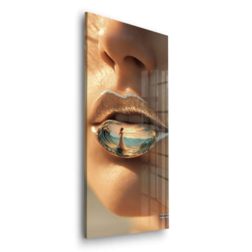 Labios playa reflejo - cuadro en vidrio acrílico