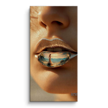 Labios playa reflejo - cuadro en lienzo