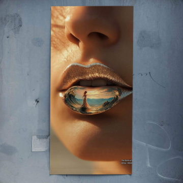 Labios playa reflejo - póster