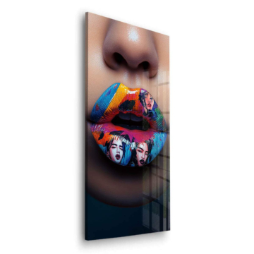 Pop-Art-Porträt mit Lippen - Acrylglasbild