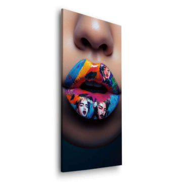 Pop-Art-Porträt mit Lippen - Dibond-Bild matt