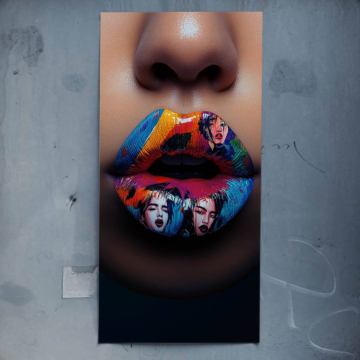 Pop-Art-Porträt mit Lippen - Poster