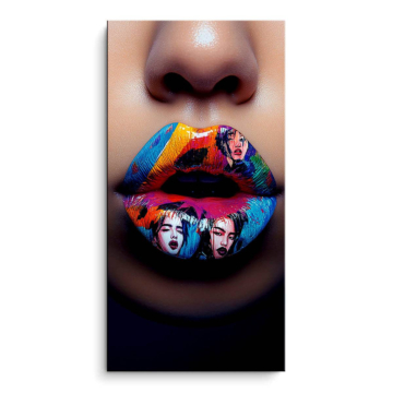 Pop-artowy portret z ustami - obraz na matowym PVC