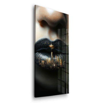 City Skyline Black Lips Acrylic Glass Art