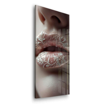 Silver Filigree Lips Acrylic Glass Art