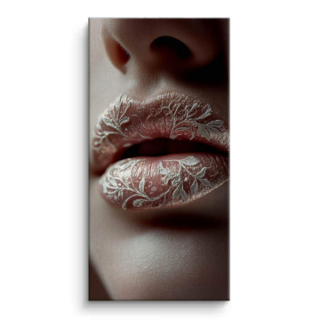 Labios plateados con filigrana - cuadro en lienzo