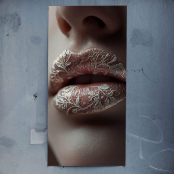 Lippen mit silbernem Filigran - Poster