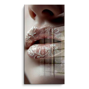 Lippen mit silbernem Filigran - PVC-Bild glänzend