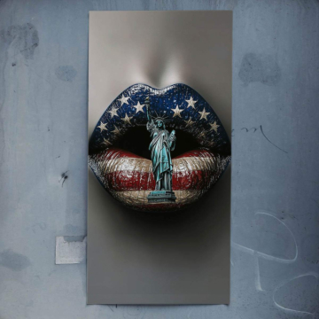 Lippen mit Freiheitsflagge - Poster