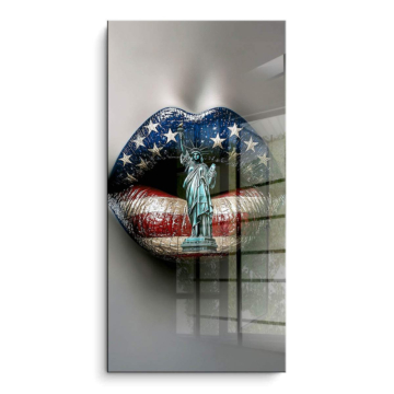 Lippen mit Freiheitsflagge - PVC-Bild glänzend