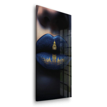 London Skyline Blue Lips Acrylic Glass Art