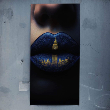 Labios azules con horizonte urbano de Londres - póster