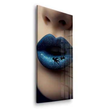 Labios azul starry - cuadro en vidrio acrílico