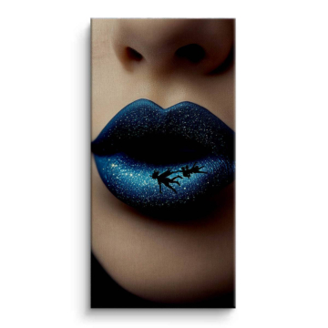 Blaue Lippen unter Sternen - Leinwandbild