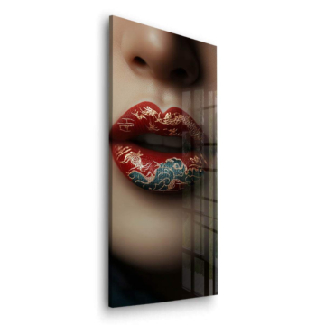 Lippen vor Drachenlandschaft - Acrylglasbild
