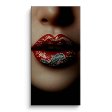 Lippen vor Drachenlandschaft - Leinwandbild
