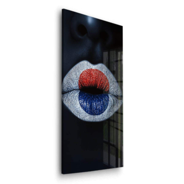 Labios pop en rojo y azul - cuadro en vidrio acrílico