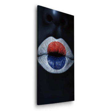 Rot-blaue Pop-Lippen - Dibond-Bild matt