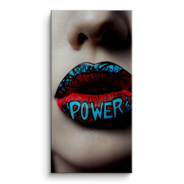 Labios con grafiti de poder - cuadro en lienzo