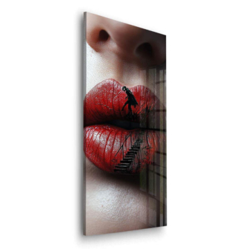 Labios oscuro montaña - cuadro en vidrio acrílico