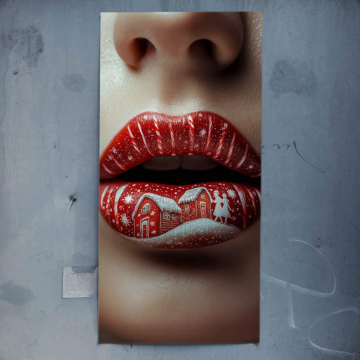 Lippen vor Winterdorf - Poster