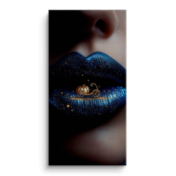 Labios azul purpurina - cuadro en lienzo