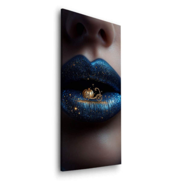 Blaue Glitzerlippen - Dibond-Bild matt