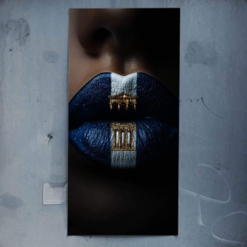 Blaue Lippen vor griechischem Tempel - Poster