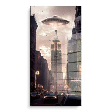 UFO über New York - PVC-Bild glänzend