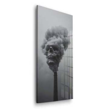 Totenkopf in Rauch und Verschmutzung - Acrylglasbild