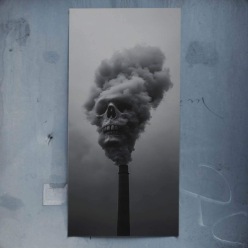 Totenkopf in Rauch und Verschmutzung - Poster