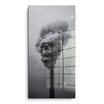 Totenkopf in Rauch und Verschmutzung - PVC-Bild glänzend