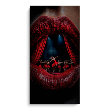 Usta z czerwonym teatrem - obraz na matowym PVC