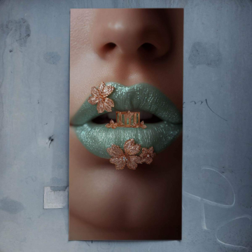 Lèvres florales turquoise - poster