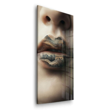 Labios con ruinas antiguas - cuadro en vidrio acrílico