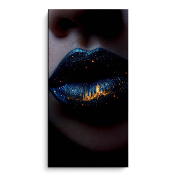 Lippen vor nächtlicher Stadt - PVC-Bild matt