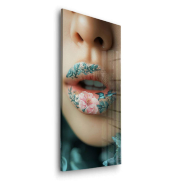 Floral Tattoo Lips Acrylic Glass Art