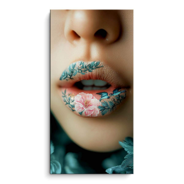 Florale Tattoo-Lippen - PVC-Bild matt
