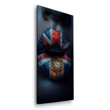 Big-Ben-Lippen mit Union Jack - Dibond-Bild matt
