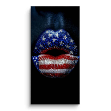 American Flag Lips Canvas Art