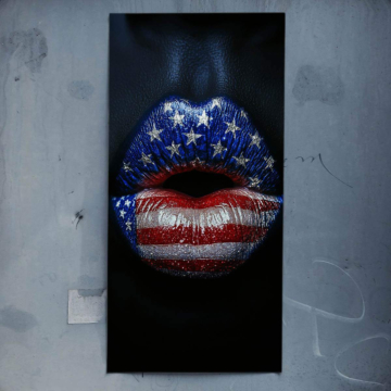 Lippen mit amerikanischer Flagge - Poster