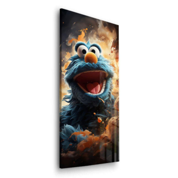 Firestorm inspirado en Cookie Monster - cuadro en vidrio acrílico