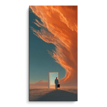 Solitary Figure Under Orange Sky PVC Matt Art