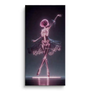 Neonowy szkielet Ballerina - obraz na płótnie